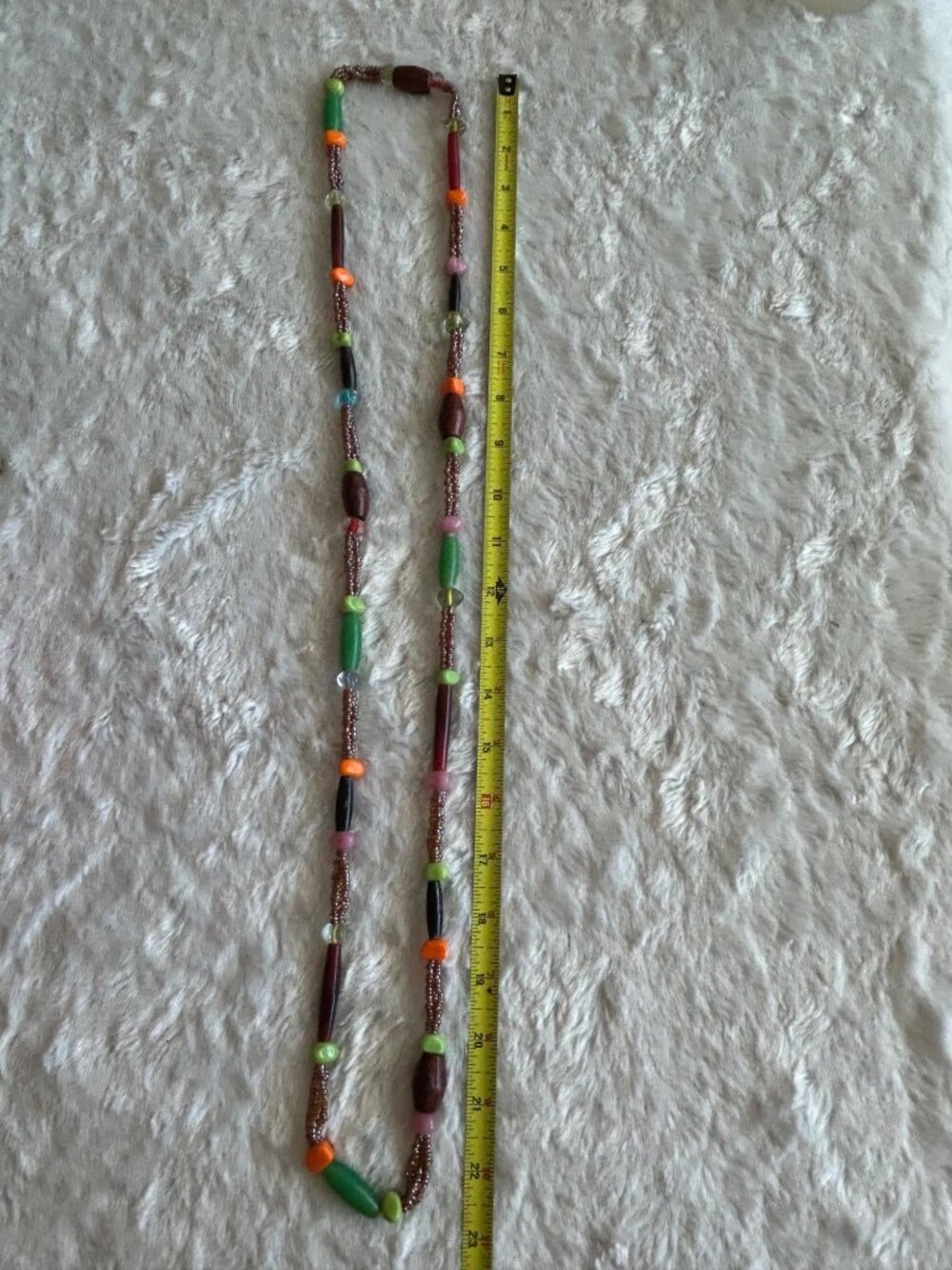 Vintage Long Beaded Necklace Funky Retro 70s Colors Boho Hippie - Picture 4 of 4